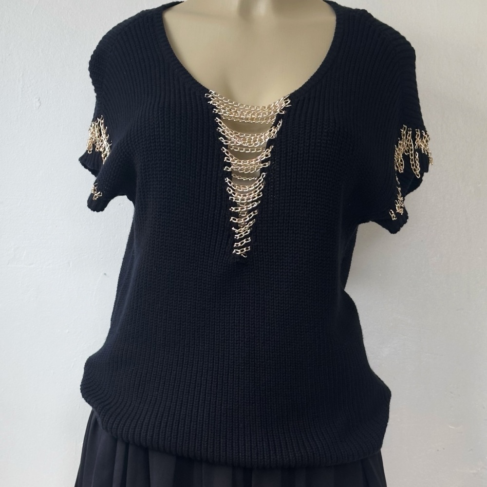 Jennifer Lopez Black Knit Top